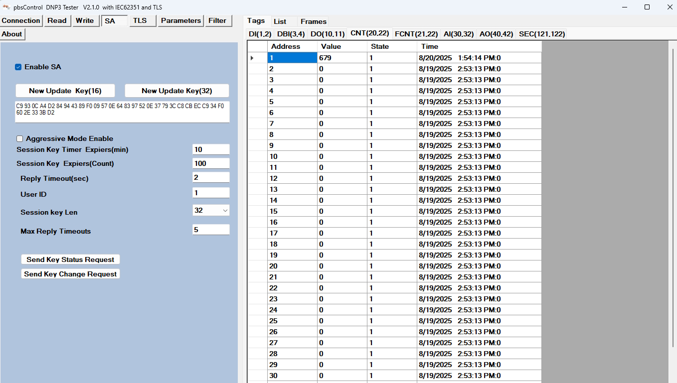 pbsFDT Frame Logging View